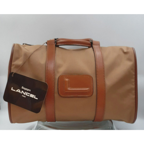 LANCEL Paris Vachetta Leather Canvas Vintage Satchel Bag  LANCEL Paris Vintage Vachetta Leather Canvas Satchel Bag Women Camel France NWT